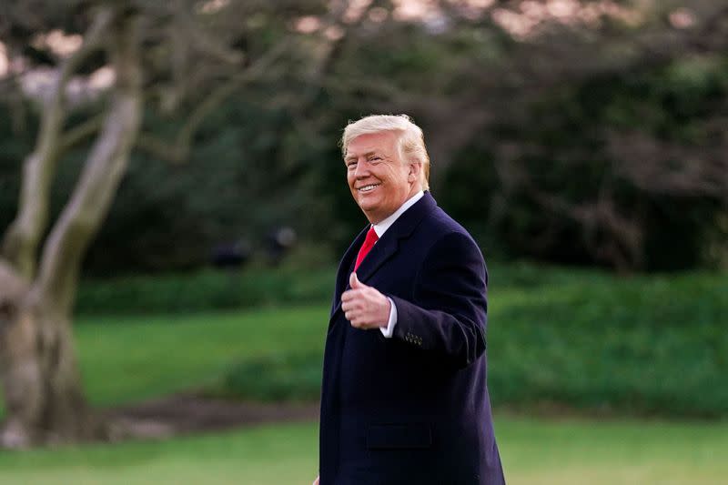 U.S. President Trump departs for campaign travel at the White House in Washington