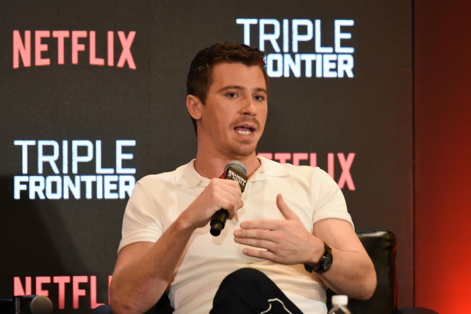 Star of “Triple Frontier” Garrett Hedlund at a press conference with Asian media on 9 March 2019 at Marina Bay Sands. (Photo: Iman Hashim for Yahoo Lifestyle Singapore)