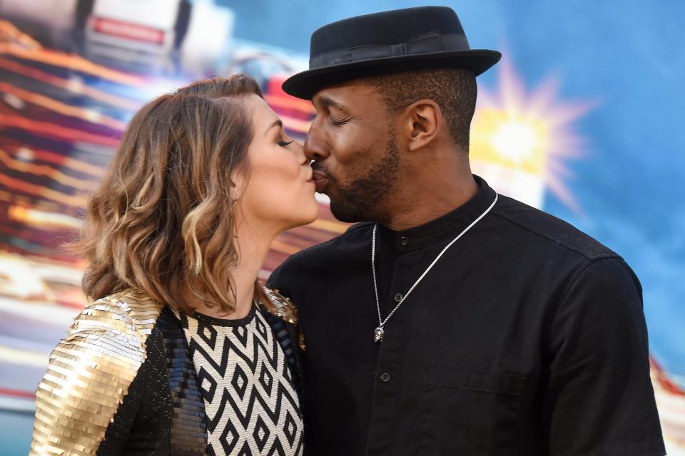 Dancers Allison Holker and husband Stephen Laurel "tWitch" Boss arrive at the premiere of Sony Pictures' "Ghostbusters" at TCL Chinese Theatre on July 9, 2016 in Hollywood, California.