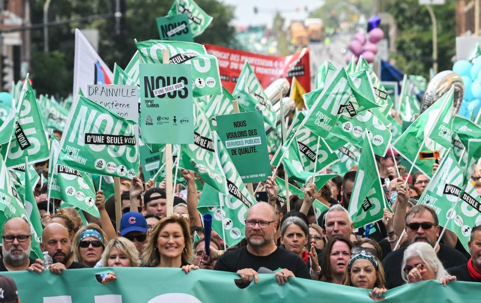 After months of strike actions, public sector workers under the common front will start to vote on an agreement in principle reached by the Quebec government and their union leaders.  (Graham Hughes/The Canadian Press - image credit)