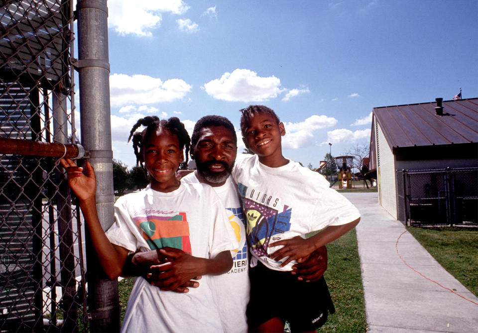 Richard Williams with daughters Serena, right, and Venus in 1991 in Compton, Calif.<span class="copyright">Paul Harris—Online USA/Getty Images</span>
