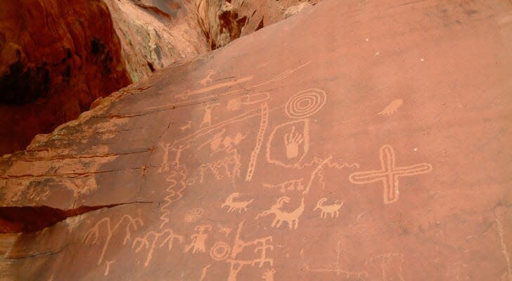 Ancient hieroglyphs in the New Mexico desert