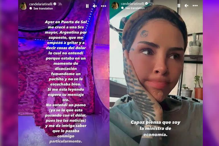 Cande Tinelli vivió un tenso momento en Madrid (Foto Instagram @candelariatinelli)