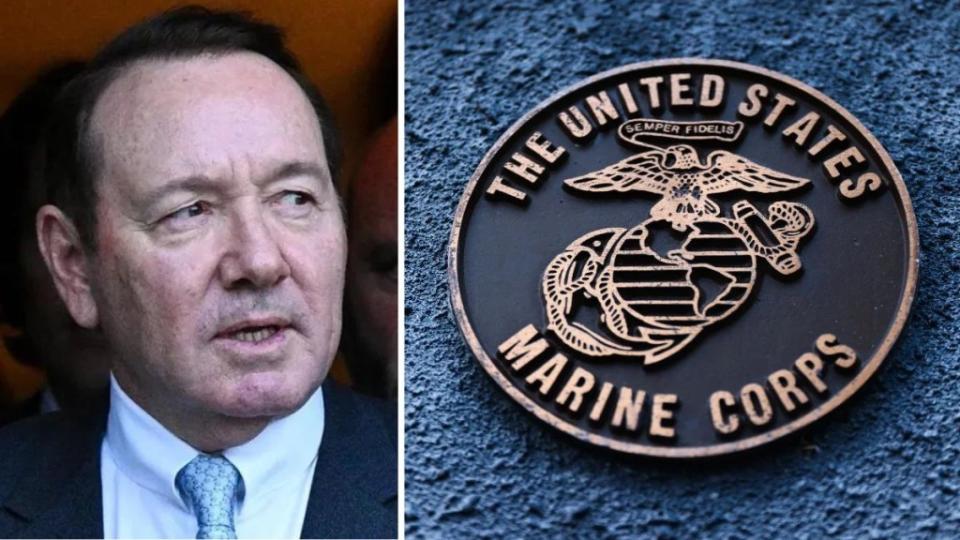 Kevin Spacey and U.S. Marine Corps logo (Getty Images)