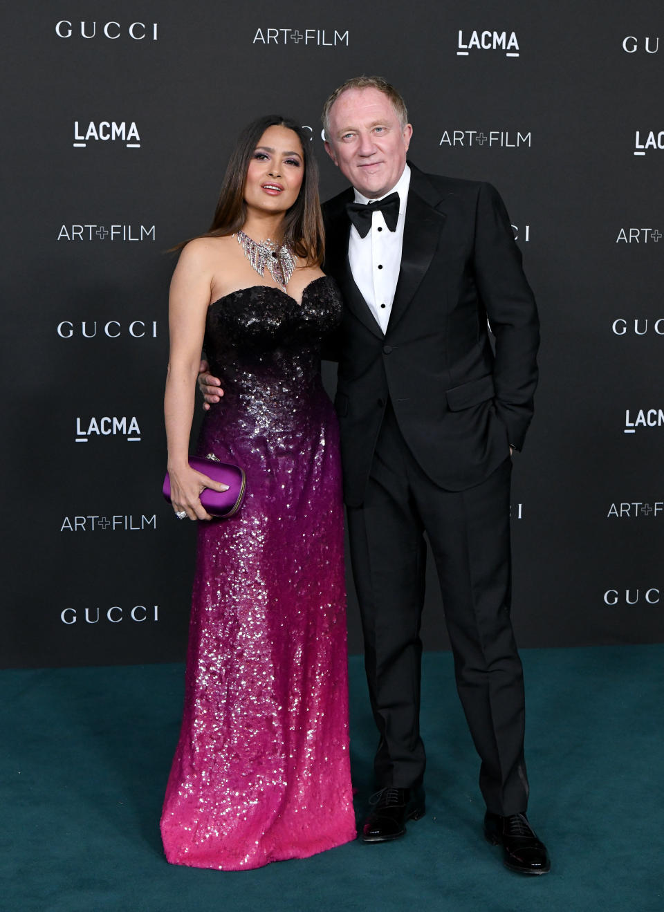 LOS ANGELES, CALIFORNIA - NOVEMBER 06: Salma Hayek Pinault and François-Henri Pinault attend the 10th Annual LACMA Art+Film Gala presented by Gucci at Los Angeles County Museum of Art on November 06, 2021 in Los Angeles, California. (Photo by Axelle/Bauer-Griffin/FilmMagic)