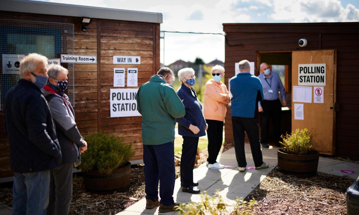 <span>Voters at a polling station in Hartlepool for council elections and a parliamentary byelection in May 2021. Labour lost the seat, which it had held since 1974. </span><span>Photograph: Christopher Thomond/The Guardian</span>