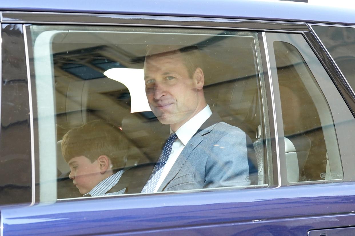 Prince William and Prince Louis arrive at rehearsals for King’s coronation ahead of Saturday’s ceremony (PA Images)