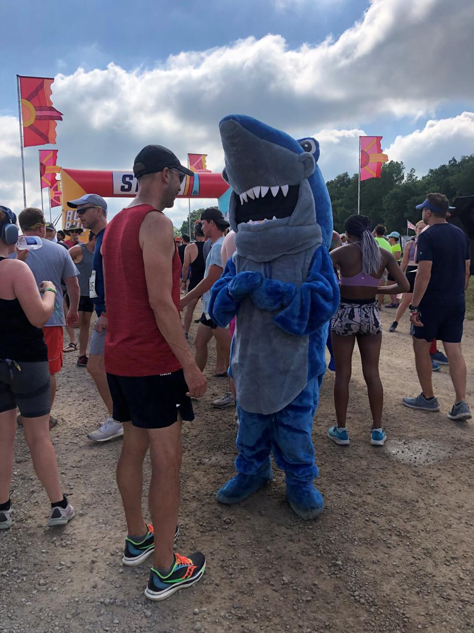 Despite the 80-degree temperature Saturday morning, this brave soul ran the entire 5K in a shark costume. When asked about it, he said "I had this shark costume at home, so I thought 'why not?' I mean isn't this weekend all about bad decisions?"