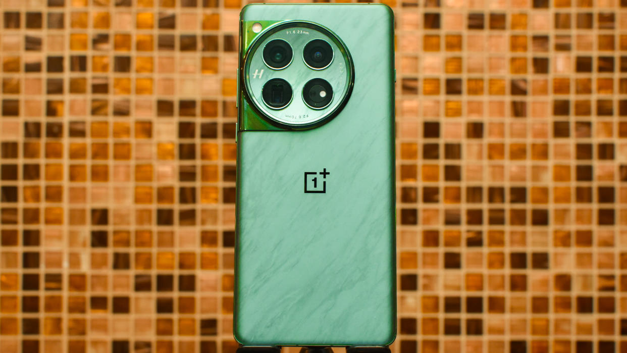  OnePlus 12 in Flowy Emerald from the back. 