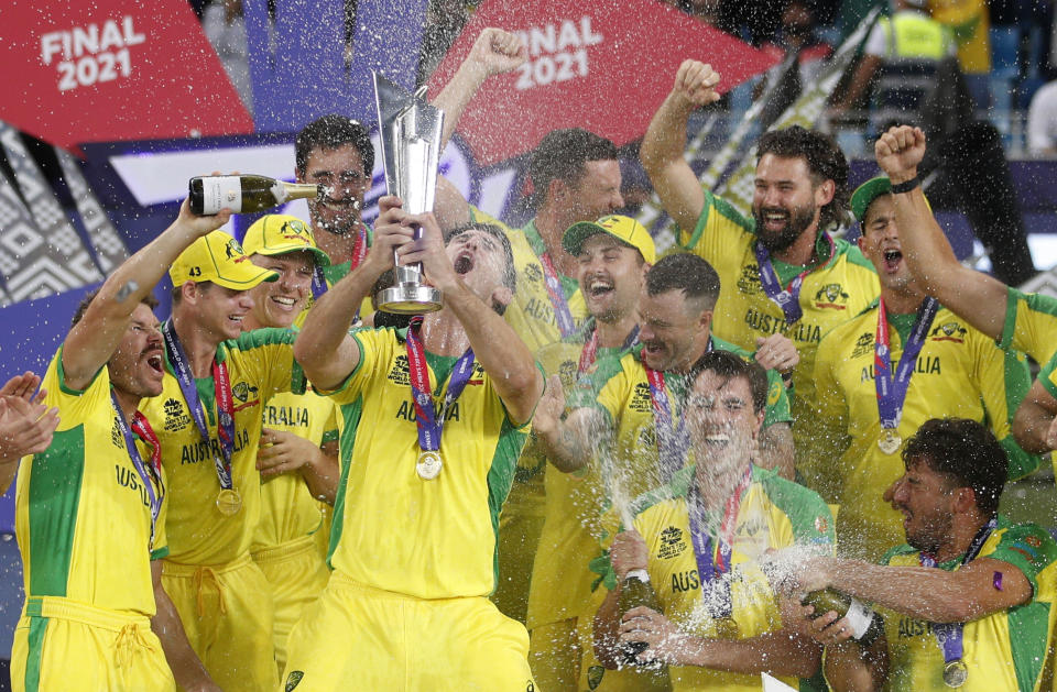 Australia now hold both the men's and women's T20 World Cup title after Aaron Finch's side beat New Zealand in Dubai