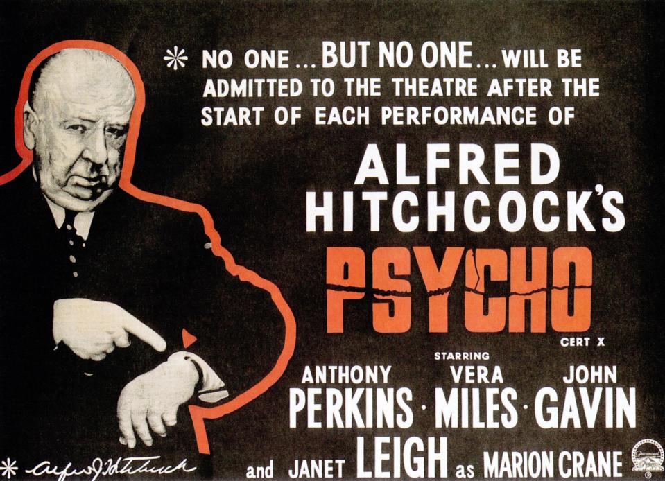 Psycho, poster, director Alfred Hitchcock, 1960. (Photo by LMPC via Getty Images)