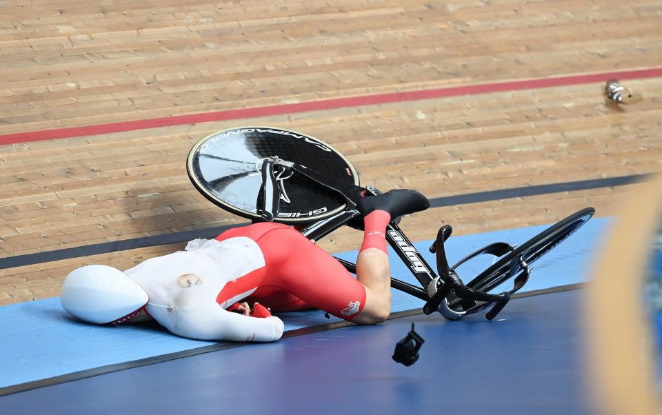 Joe Truman hit the deck hard on the final lap and initially showed no sign of movement - GETTY IMAGES