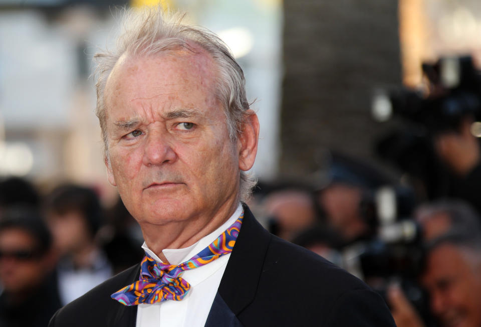 Actor Bill Murray arrives for the opening ceremony and screening of Moonrise Kingdom at the 65th international film festival, in Cannes, southern France, Wednesday, May 16, 2012. (AP Photo/Joel Ryan)