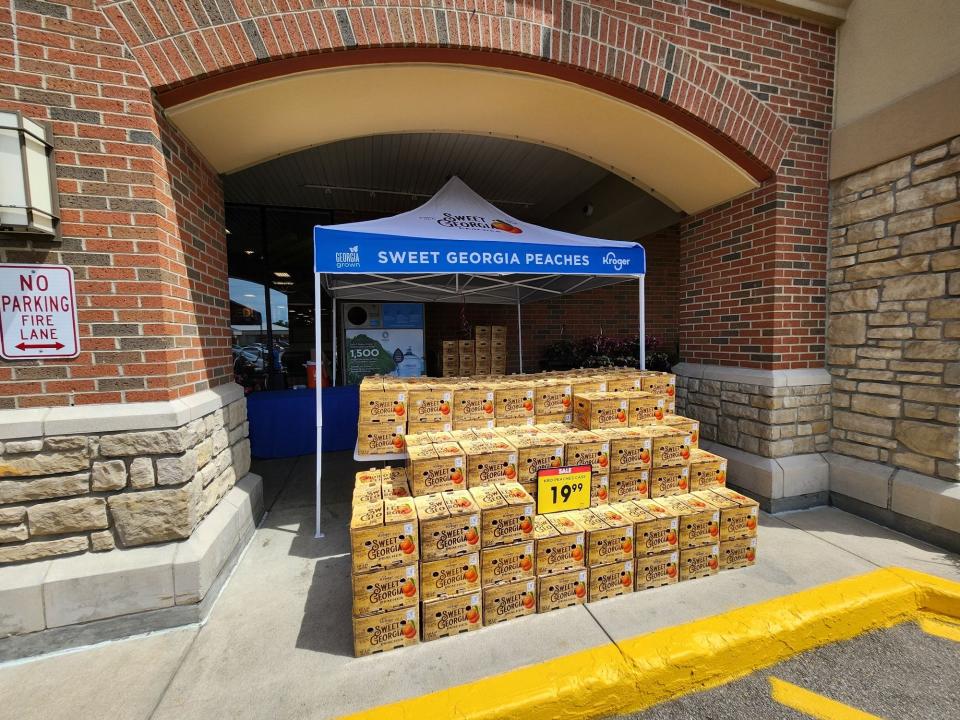 Kroger is trucking in loads of Georgia peaches to select stores in Michigan and other states.