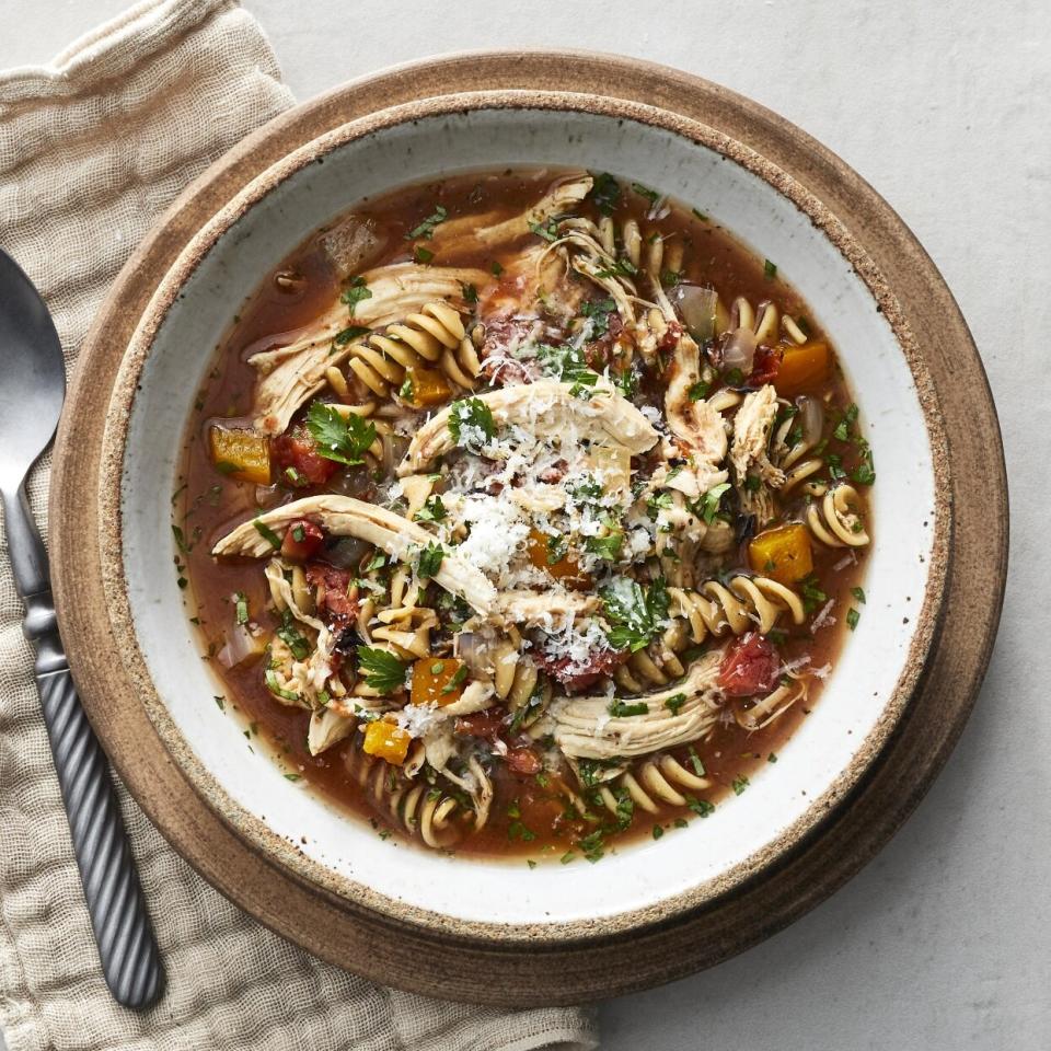 Mediterranean Slow-Cooker Chicken Noodle Soup