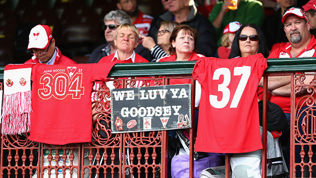 Tribute for Goodes are seen around the SCG.