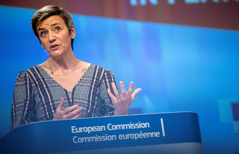 FILE PHOTO: EU digital chief Vestager presents a review of the EU Roaming Regulation