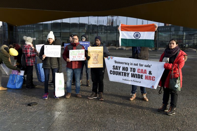 Group of Indian citizens living in Finland protest against the Indian government's Citizenship Amendment Act (CAA) in Helsinki