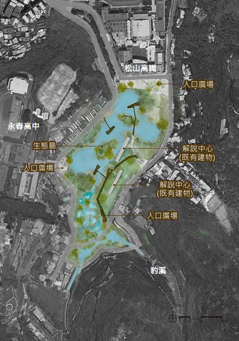 北市首座都會型濕地公園地理位置規劃圖(取自台北市工務局大地處網站)
