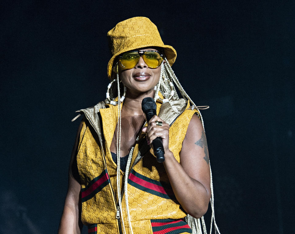 FILE - Mary J. Blige performs at the 2018 Essence Festival at the Mercedes-Benz Superdome on July 7, 2018, in New Orleans. Blige is nominated for six Grammy Awards. The 2023 Grammy Awards will air live Sunday, Feb. 5. (Photo by Amy Harris/Invision/AP, File)