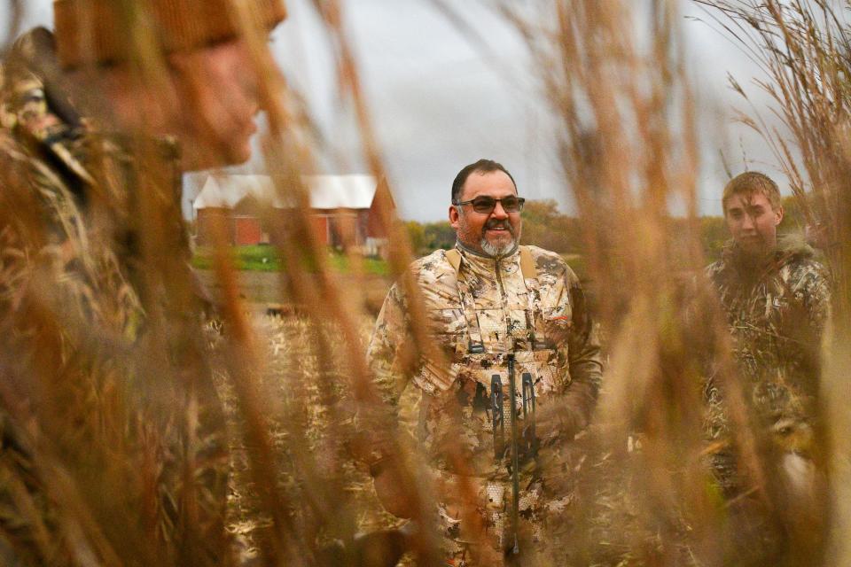 Juan Aguilar of Anchorage, Alaska enjoys a field hunt during the 2023 Horicon Marsh Veterans Hunt.