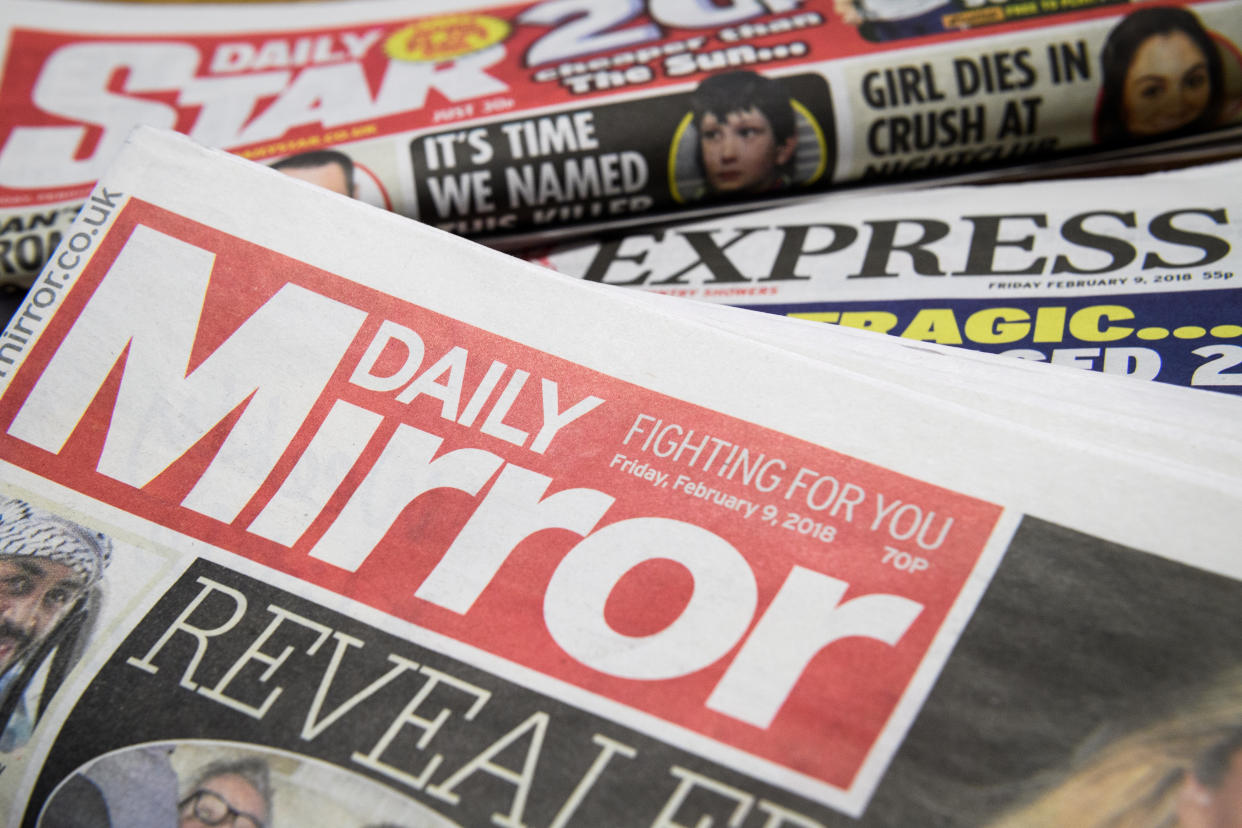 Issues of the Daily Mirror, Daily Star and Daily Express. Photo: Leon Neal/Getty Images