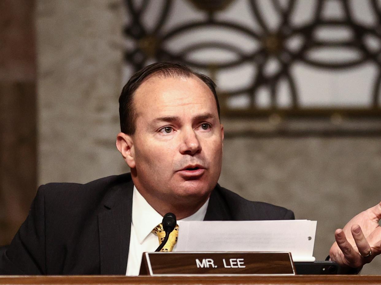 <p>US Senator Mike Lee speaks during a Senate Judiciary Committee hearing</p> (EPA)