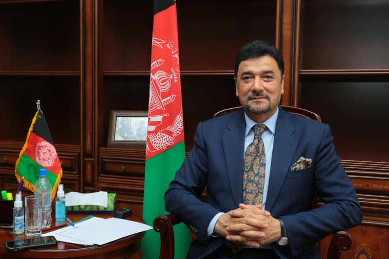 Afghan ambassador to Tajikistan Mohammad Zahir Aghbar attends an interview with Reuters in Dushanbe