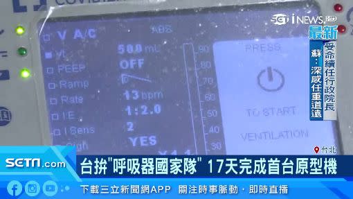 工研院攜手廠商，17天完成第一台呼吸器原型機。