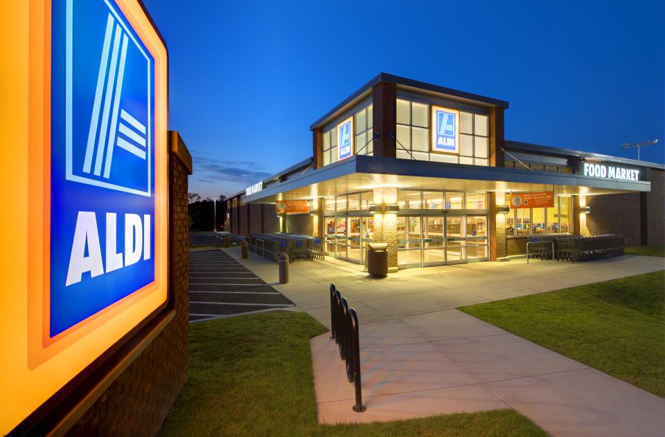 Athens, Georgia, USA - May 8, 2012: Aldi Food Market is a German-based discount supermarket chain which currently operates more than 1,150 stores in the U.S. and about 8,133 worldwide.