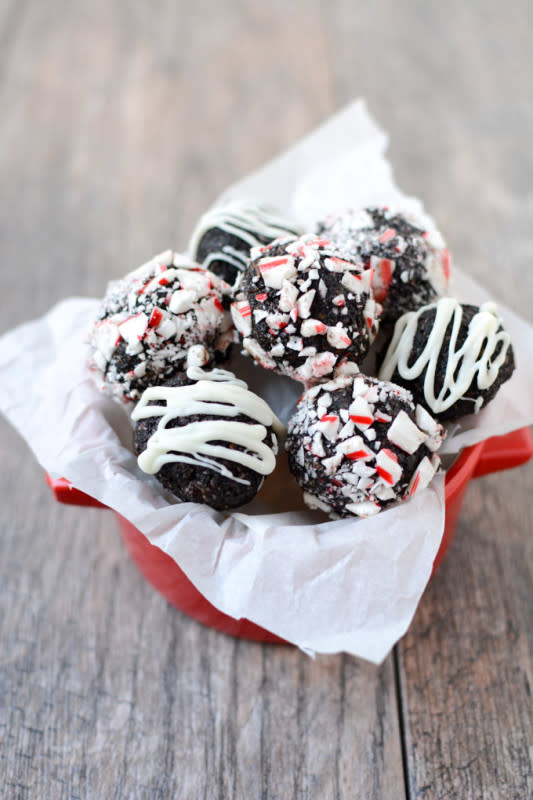 <p>The Lean Green Bean</p><p>These No-Bake Peppermint Chocolate Bites are simple, healthy and ready in minutes. </p><p><strong>Get the recipe: <a href="https://www.theleangreenbean.com/no-bake-peppermint-chocolate-bites/" rel="nofollow noopener" target="_blank" data-ylk="slk:No-Bake Peppermint Chocolate Bites;elm:context_link;itc:0;sec:content-canvas" class="link ">No-Bake Peppermint Chocolate Bites</a></strong></p>