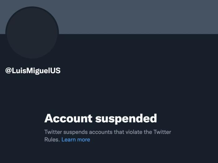 Screenshot of the suspended account of Luis Miguel, Florida's Republican candidate for the House of Representatives.  Miguel was suspended after asking to make it legal to shoot federal agents 