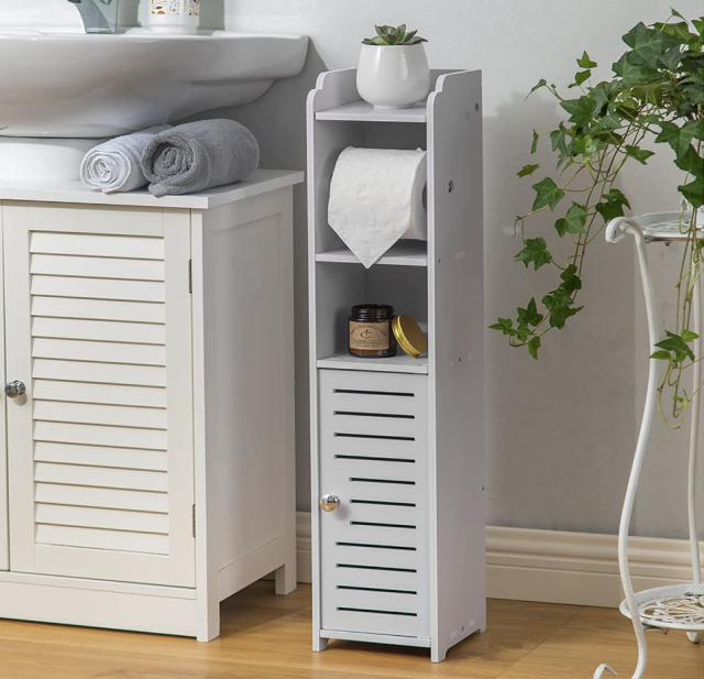 Floor Standing Cabinet Unit Bathroom Storage, Toilet Storage Cabinet for  Skinny Bathroom Storage Corner Floor, Slim Toilet Paper Storage Cabinet, No  Need Installation - Yahoo Shopping