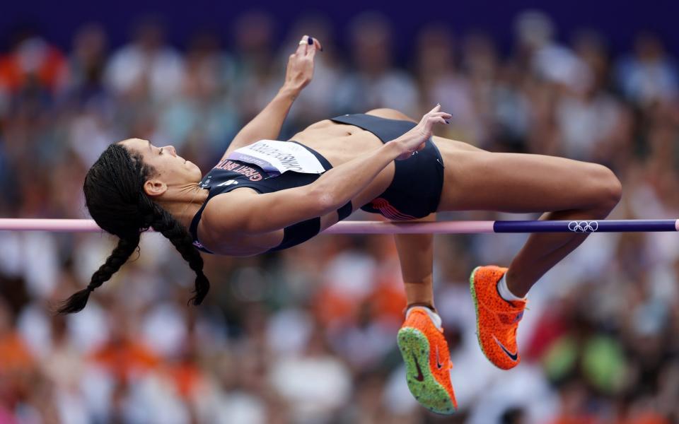 Katarina Johnson-Thompson of Team Great Britain competes in the Women's Heptathlon