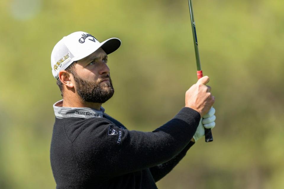 Jon Rahm, seen here hitting from the 10th fairway of the Players Stadium Course at TPC Sawgrass during The Players last year, has tamed his temper over the years and become a dominant presence in the world of golf.