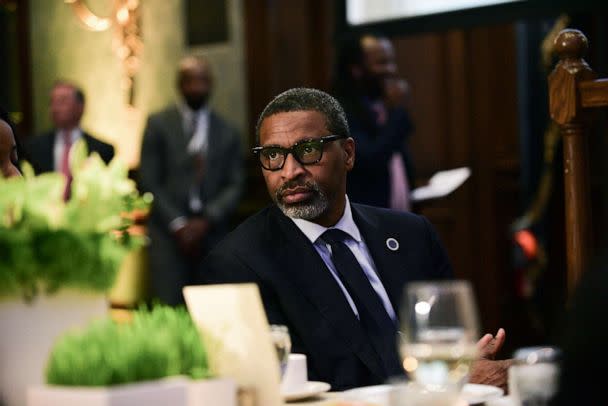 PHOTO: Derrick Johnson, President and CEO of the NAACP attends the PGA Works Beyond The Green at Union League, April 30, 2022, in Philadelphia. (Lisa Lake/Getty Images)