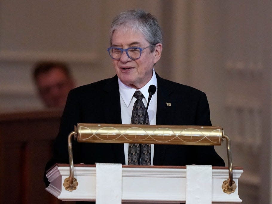 James "Chip" Carter speaks at his mother Rosalynn Carter's funeral