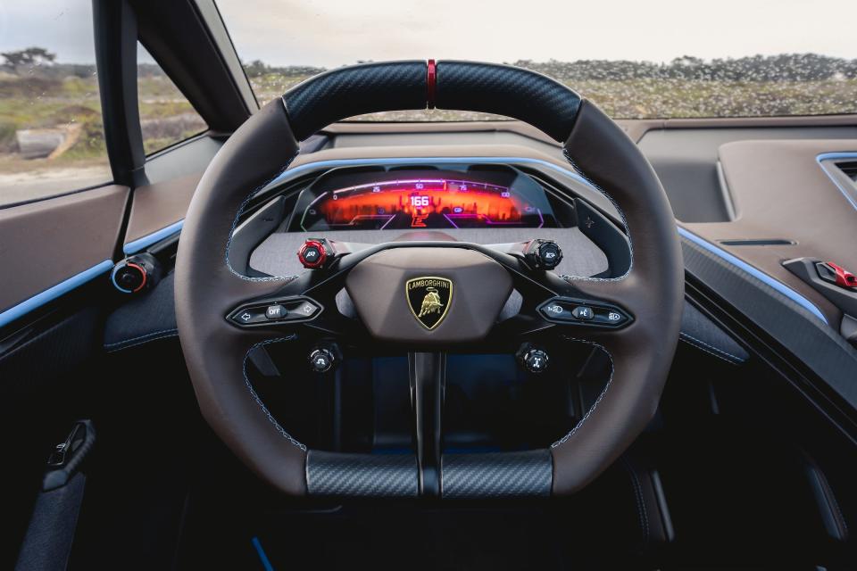 The Lamborghini Lanzador's steering wheel. 