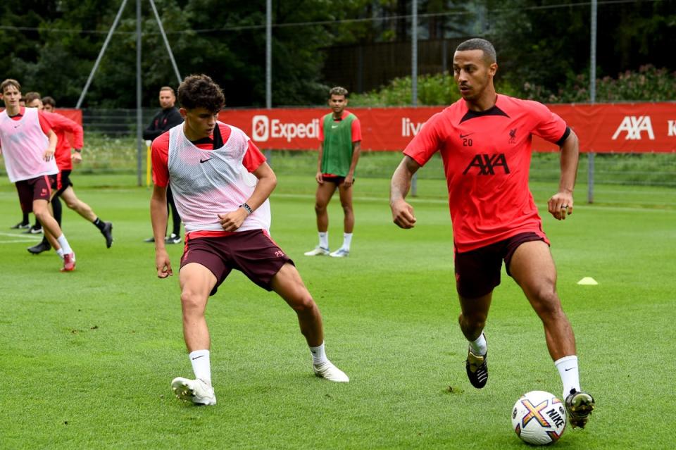 Thiago Alcantara and Stefan Bajcetic are back in training (Liverpool FC via Getty Images)
