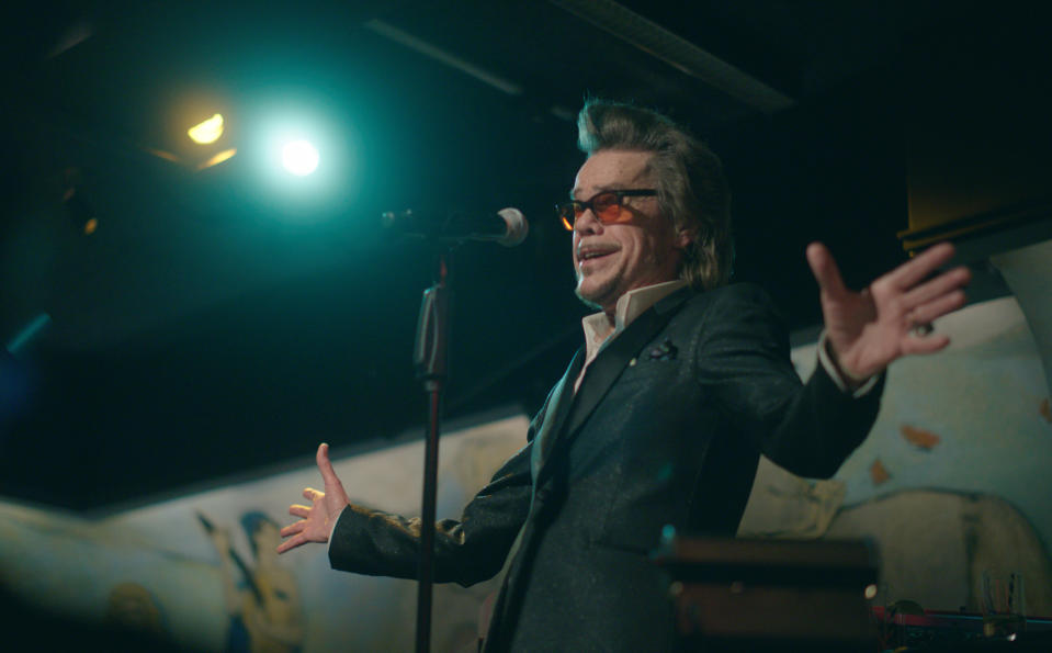 This image released by Showtime shows David Johansen in "Personality Crisis: One Night Only," a documentary directed by Martin Scorsese and David Tedeschi, streaming April 14 on Showtime. (Showtime via AP)