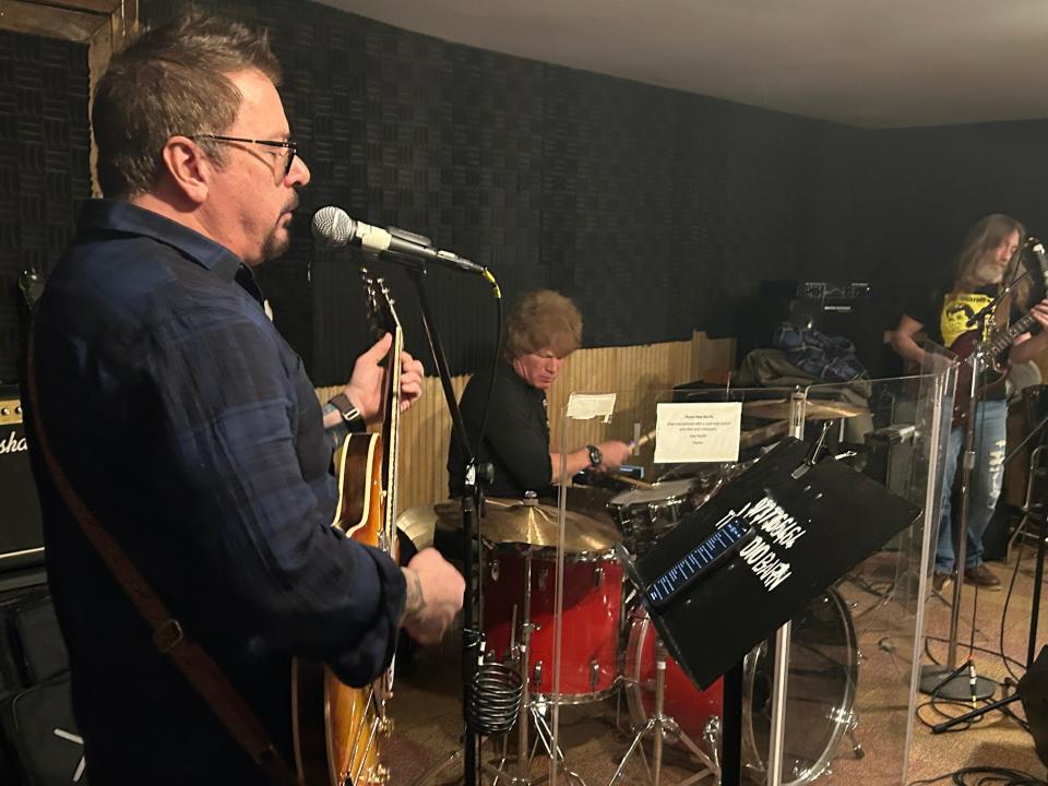 Hanover Mayor Ace Gallagher practices with the band. "Everybody used to come and see us and it was just fun," he said. "Nobody talked about politics and their differences. We were just out having a good time."