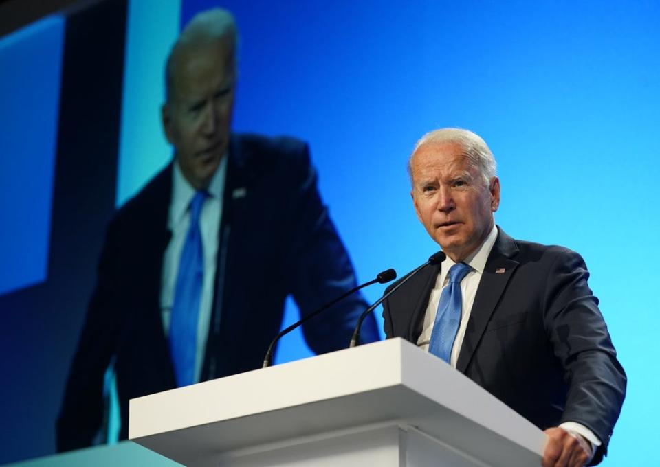 US President Joe Biden making the Global Methane Pledge at COP26 (REUTERS)