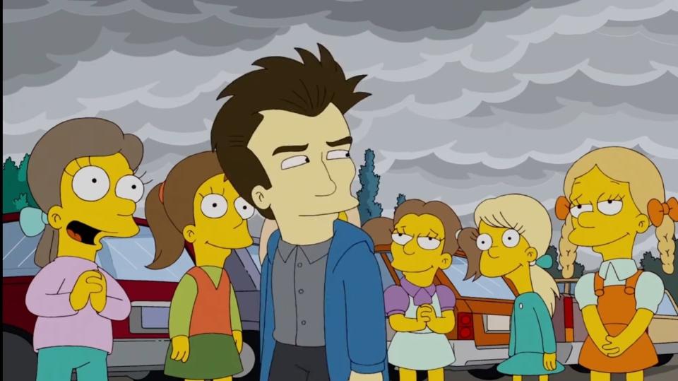 An Edward Cullen-lookalike shows up to school in “Treehouse of Horror XXI”