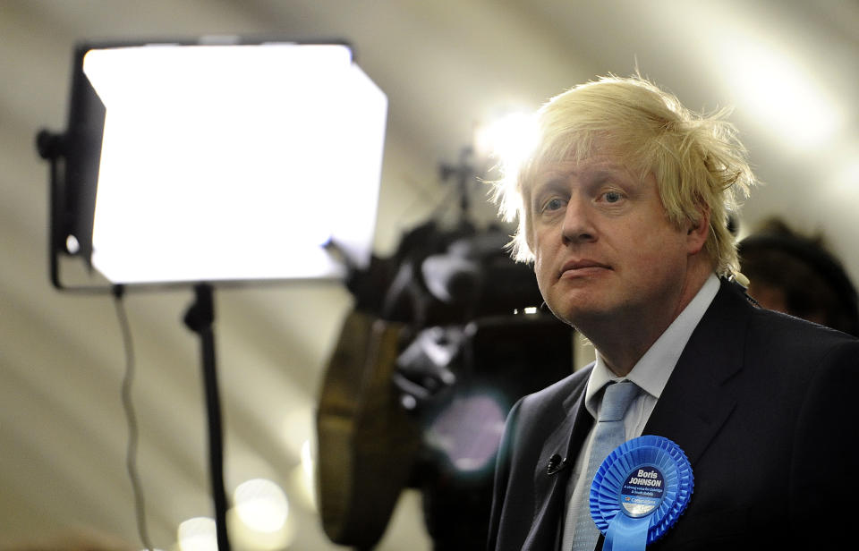 Mayor of London and prospective Conservative candidate for Uxbridge and South Ruislip Boris Johnson after the General Election count at Brunel University, London.