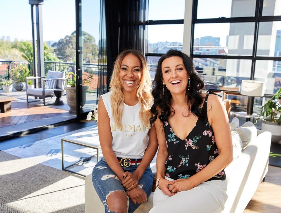 Former netballers Carla and Bianca on The Block