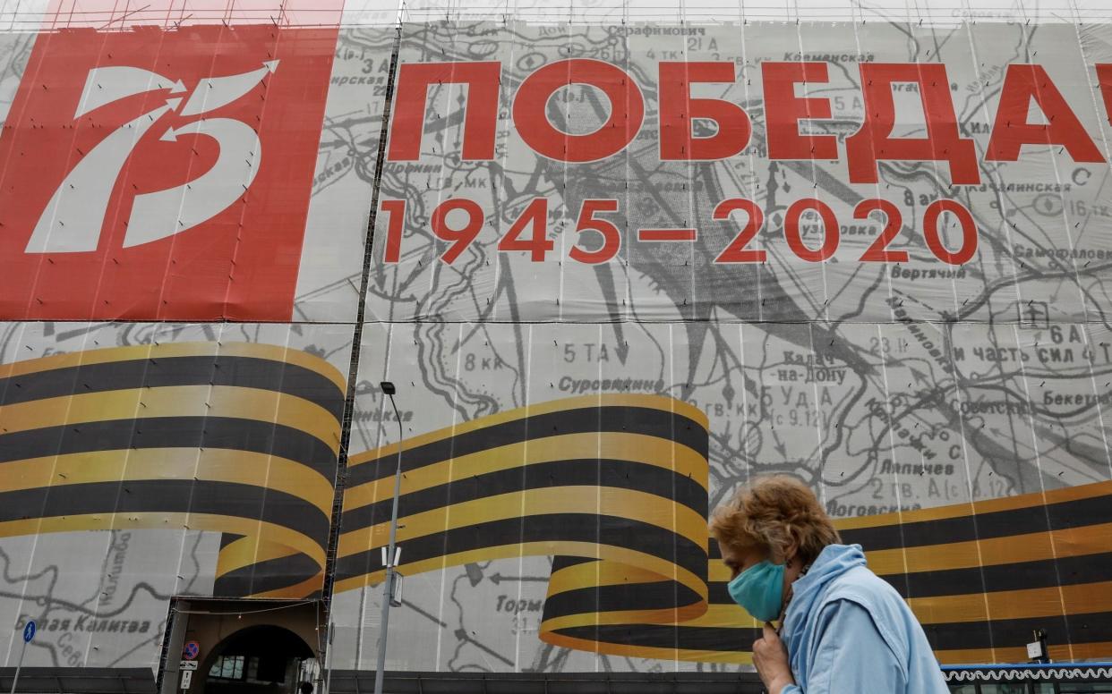 The Kremlin has cancelled the Victory Day parade on 9 May - Russia celebrates a day after other nations thanks to the timing of the German surrender, late in the evening on 8 May - but fireworks and a flypast will continue as planned - Shamil Zhumatov/Reuters