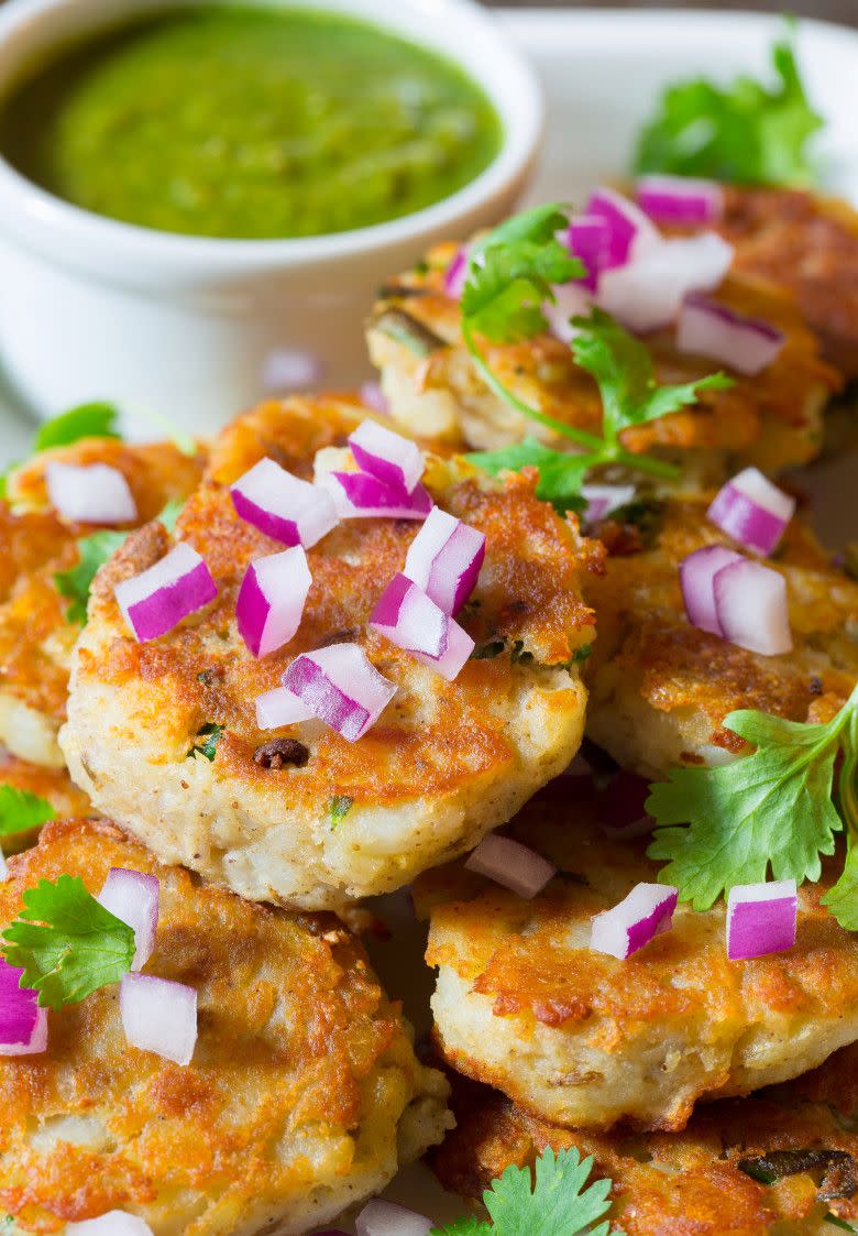 Indian-Style Potato Cakes With Green Chutney