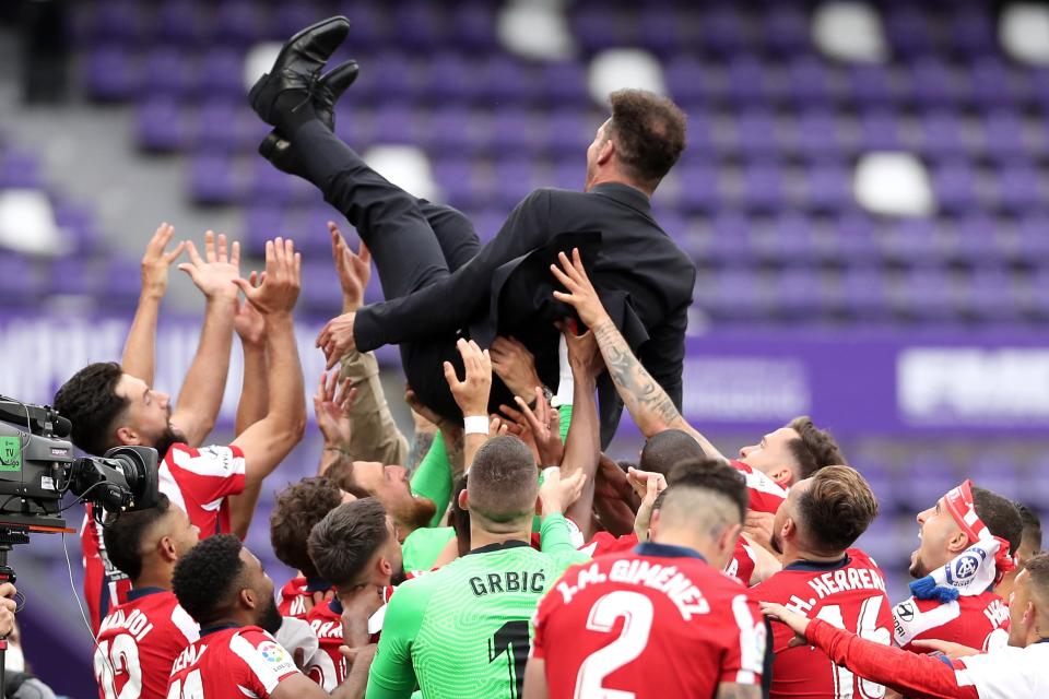 <p>Diego Simeone and Atletico Madrid celebrate their first LaLiga title since 2014</p> (Getty Images)