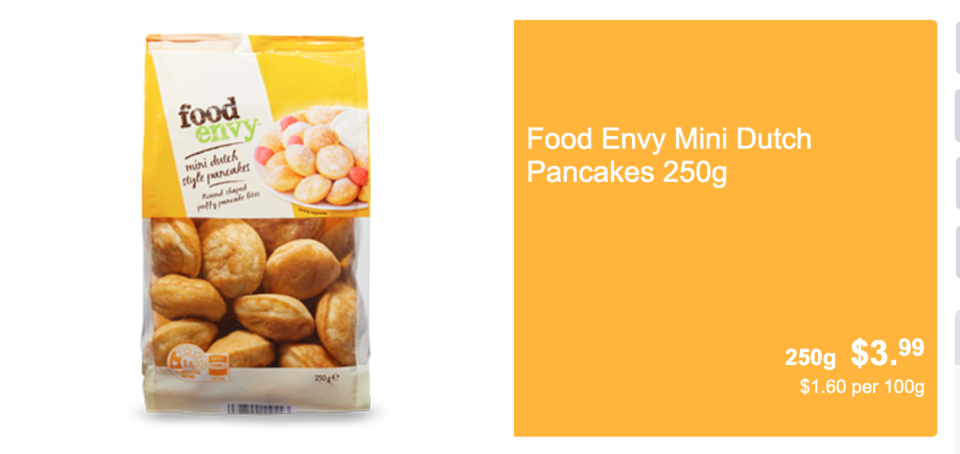 product shot of Aldi's Food Envy Mini Dutch Pancakes