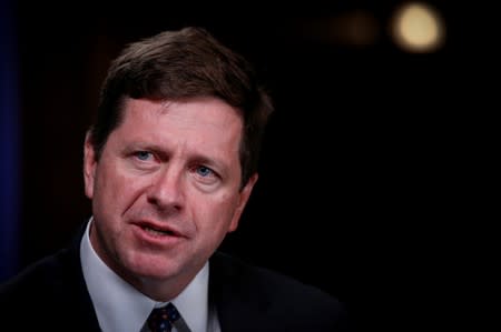 Jay Clayton, Chairman of the Securities and Exchange Commission, speaks during an interview with CNBC at the Sandler O'Neill + Partners Global Exchange and Brokerage Conference in New York